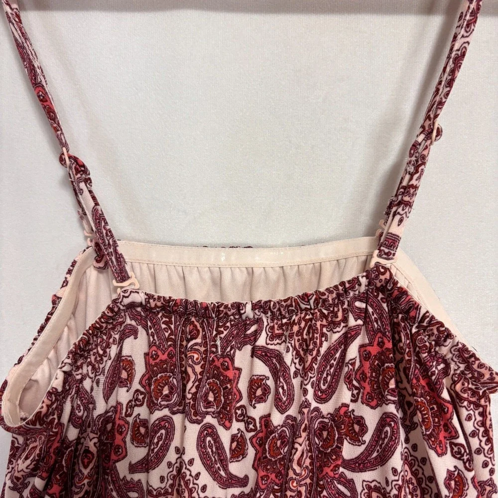 Maurices‎ Pink Paisley Print Sleeveless Tie Waist Cropped Wide Leg Jumpsuit Sz S